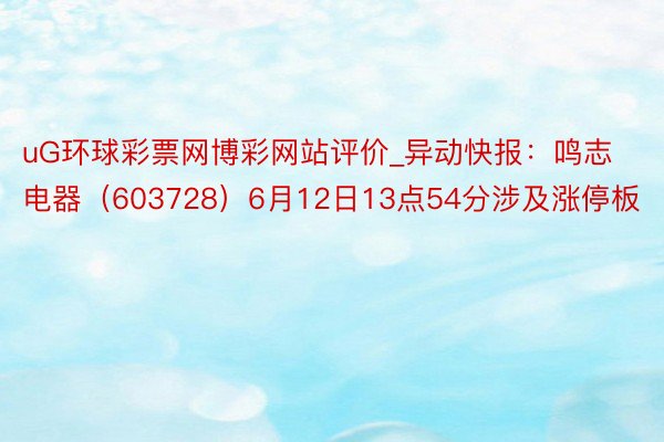 uG环球彩票网博彩网站评价_异动快报：鸣志电器（603728）6月12日13点54分涉及涨停板