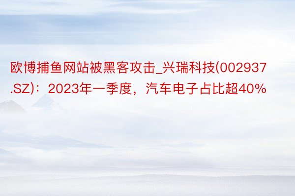 欧博捕鱼网站被黑客攻击_兴瑞科技(002937.SZ)：2023年一季度，汽车电子占比超40%